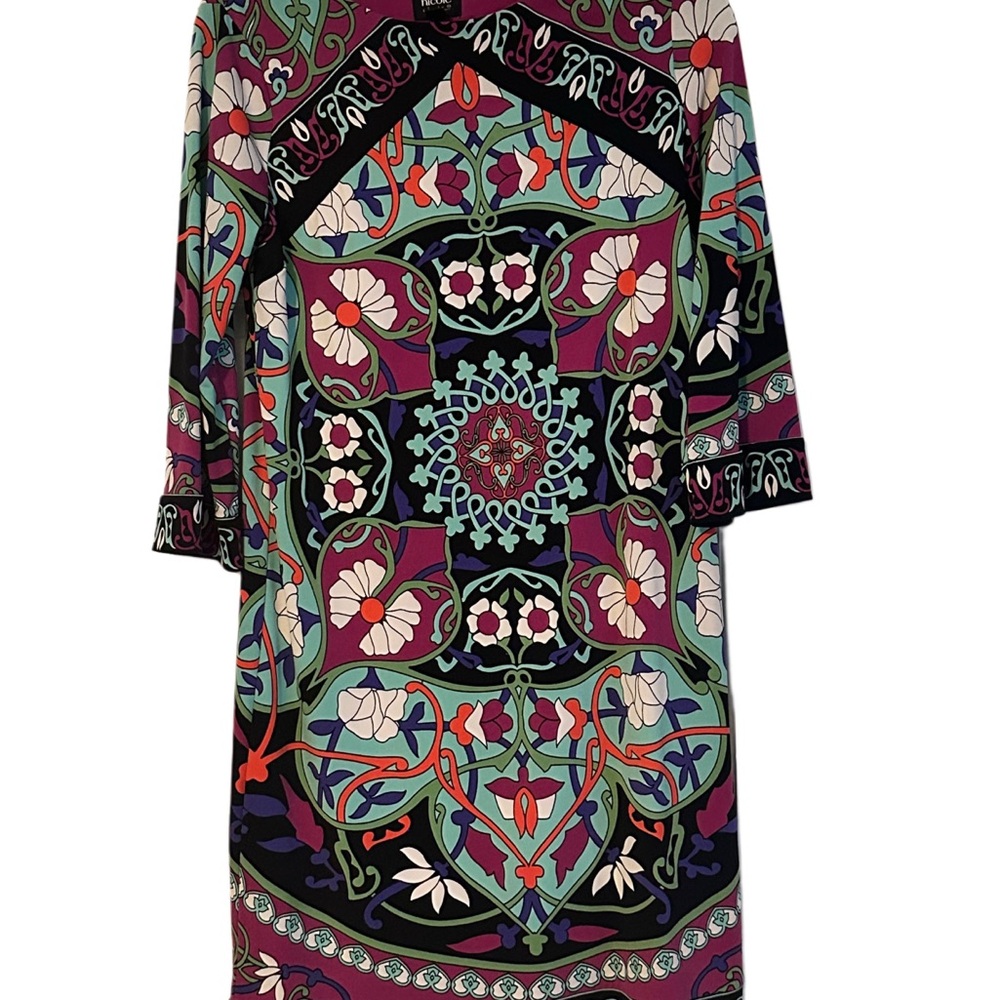 Colorful Nicole by Nicole Miller Geometric Pattern Dress